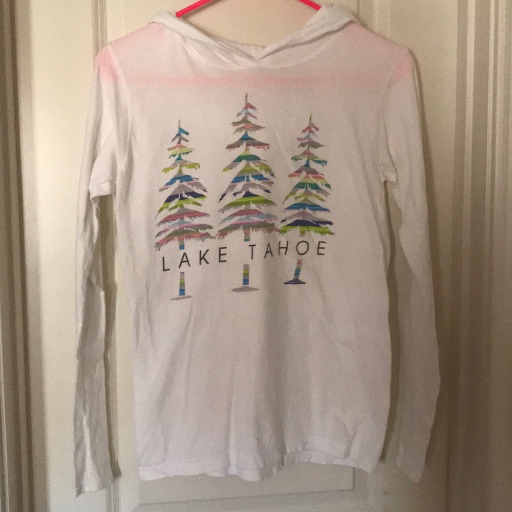 girls white lake tahoe souvenir hooded long sleeve